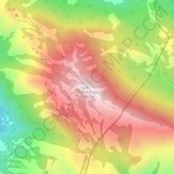 Mappa topografica Serralunga, altitudine, rilievo