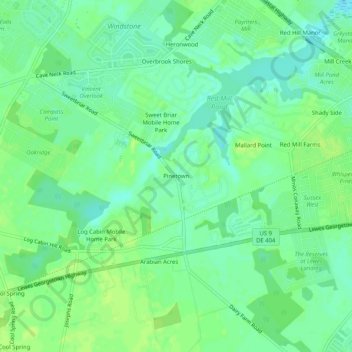 Mappa topografica Pinetown, altitudine, rilievo