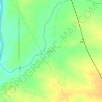 Mappa topografica Yenora, altitudine, rilievo