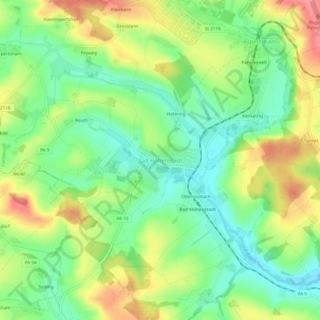 Mappa topografica Bad Höhenstadt, altitudine, rilievo