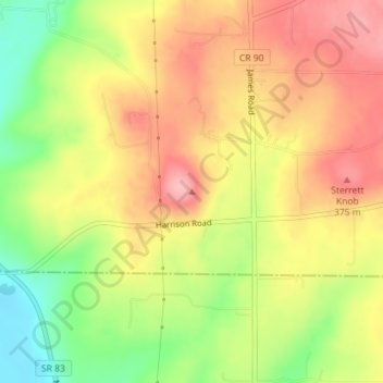 Mappa topografica Munson Knob, altitudine, rilievo