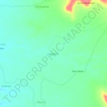 Mappa topografica Nagjhiri, altitudine, rilievo