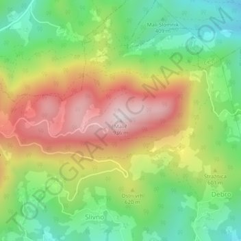 Mappa topografica Malič, altitudine, rilievo