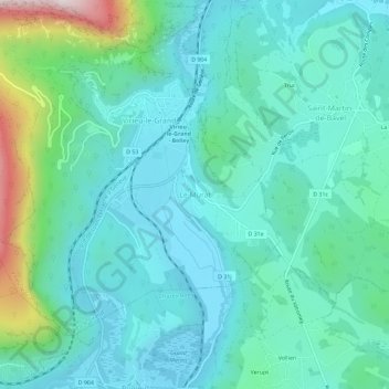 Mappa topografica Le Murat, altitudine, rilievo