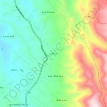 Mappa topografica El Pinar, altitudine, rilievo