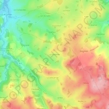 Mappa topografica La Chaumette, altitudine, rilievo