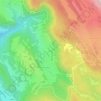 Mappa topografica Cerin, altitudine, rilievo