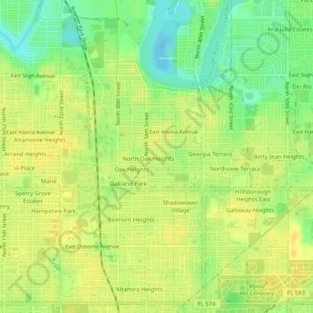 Mappa topografica Oakhurst, altitudine, rilievo