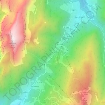 Mappa topografica La Piche, altitudine, rilievo