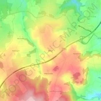 Mappa topografica Bessat, altitudine, rilievo