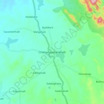 Mappa topografica Chikkanayakanahalli, altitudine, rilievo