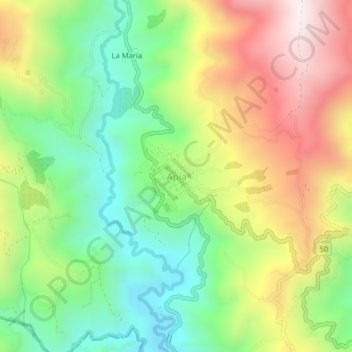 Mappa topografica Apía, altitudine, rilievo