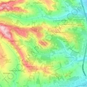 Mappa topografica Civitanova Alta, altitudine, rilievo
