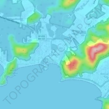 Mappa topografica Camburi, altitudine, rilievo