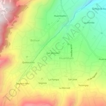 Mappa topografica San Antonio, altitudine, rilievo