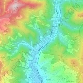 Mappa topografica Usella, altitudine, rilievo