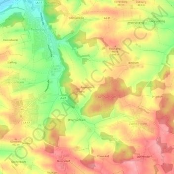 Mappa topografica Appersdorf, altitudine, rilievo