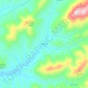 Mappa topografica Paint Fork, altitudine, rilievo