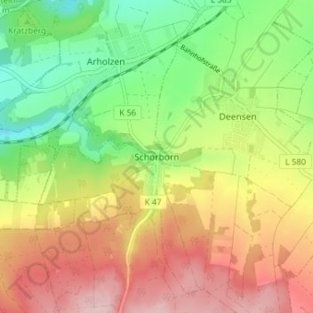 Mappa topografica Schorborn, altitudine, rilievo