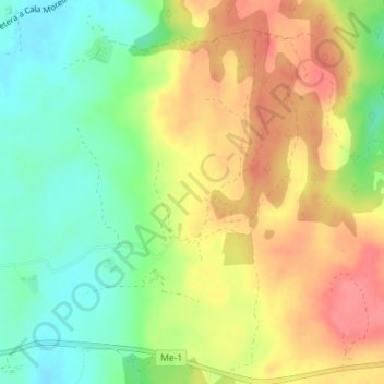 Mappa topografica es Figueral, altitudine, rilievo