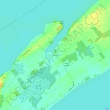 Mappa topografica Cressy, altitudine, rilievo