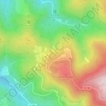 Mappa topografica Struthof, altitudine, rilievo