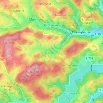 Mappa topografica Unterworbscheid, altitudine, rilievo