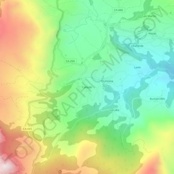 Mappa topografica Cañedo, altitudine, rilievo