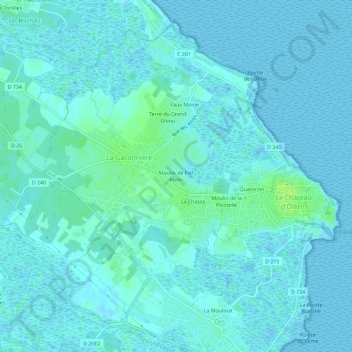 Mappa topografica Moulin de Fief Melin, altitudine, rilievo