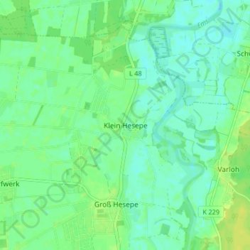 Mappa topografica Klein Hesepe, altitudine, rilievo