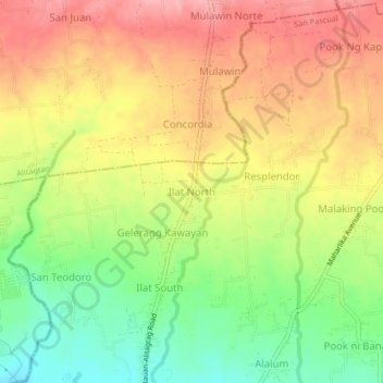Mappa topografica Ilat North, altitudine, rilievo