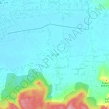 Mappa topografica Tanen, altitudine, rilievo