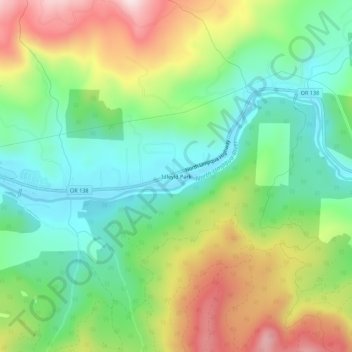 Mappa topografica Idleyld Park, altitudine, rilievo