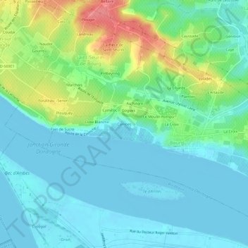 Mappa topografica Cambes, altitudine, rilievo