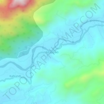 Mappa topografica Attappadi, altitudine, rilievo