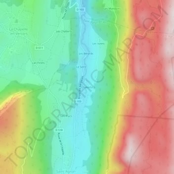 Mappa topografica Chabotte, altitudine, rilievo