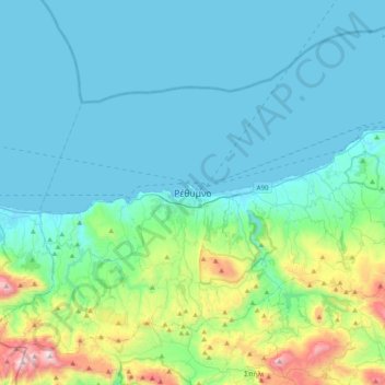 Mappa topografica Rethymno, altitudine, rilievo