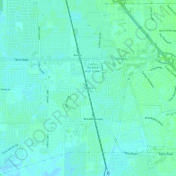 Mappa topografica Pollock, altitudine, rilievo