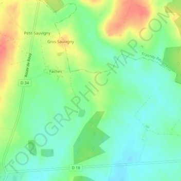 Mappa topografica Les Desserts, altitudine, rilievo