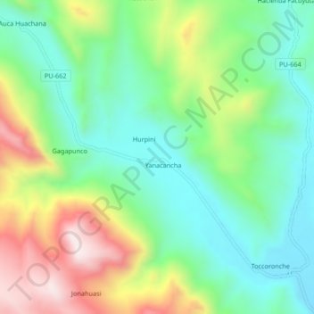 Mappa topografica Accopujio, altitudine, rilievo