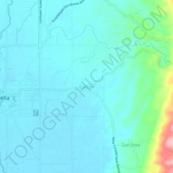 Mappa topografica Carcor, altitudine, rilievo