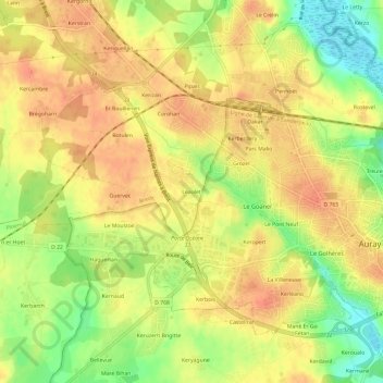 Mappa topografica Léaulet, altitudine, rilievo