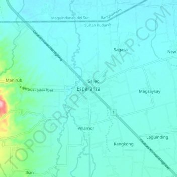 Mappa topografica Esperanza, altitudine, rilievo