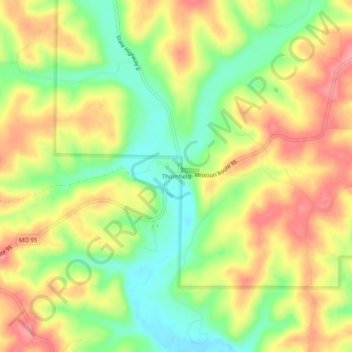 Mappa topografica Thornfield, altitudine, rilievo