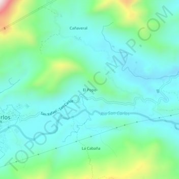 Mappa topografica El Popo, altitudine, rilievo