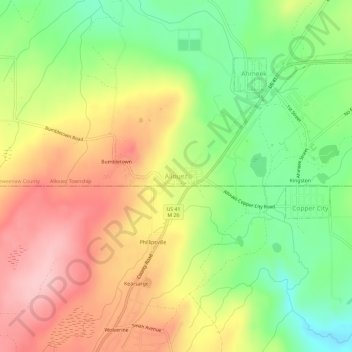 Mappa topografica Allouez, altitudine, rilievo