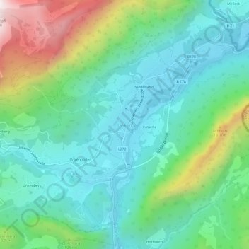 Mappa topografica Unken, altitudine, rilievo