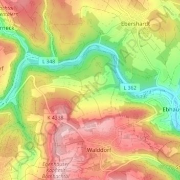 Mappa topografica Monhardt, altitudine, rilievo