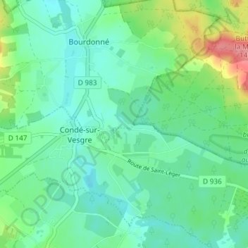 Mappa topografica Les Métairies, altitudine, rilievo