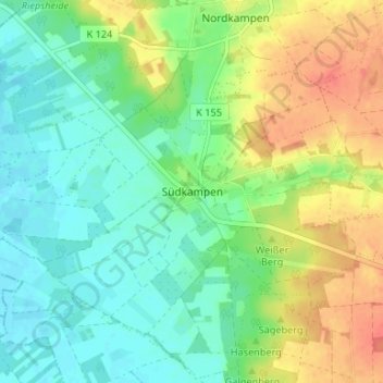 Mappa topografica Südkampen, altitudine, rilievo